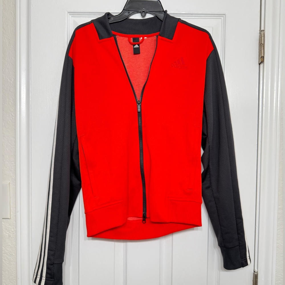 Adidas Track Jacket red black fits small medium medium Y2K double zipper
